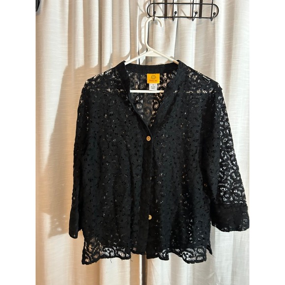 Ladies Ruby Rd black button up blouse - Picture 2 of 4